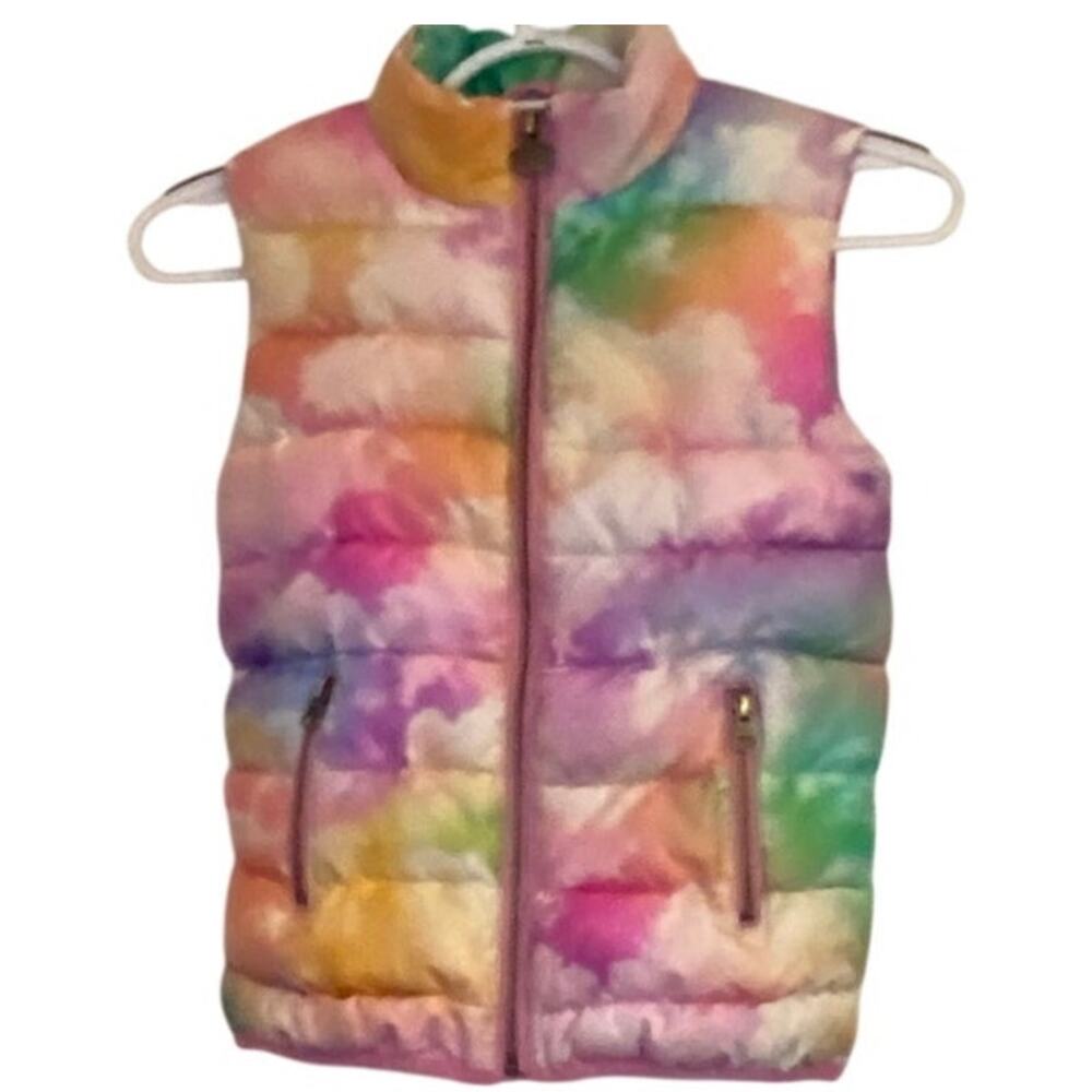Appaman Girls Puffer Vest Size 7 Tie Dye Zip Quilted Winter